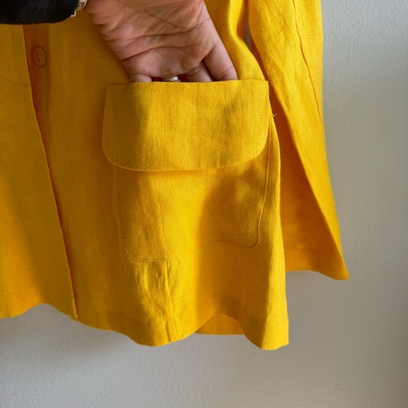 Vintage Design Todays Made in USA 100% Linen Yellow Blazer Trouser Suit Large - Picture 12 of 16